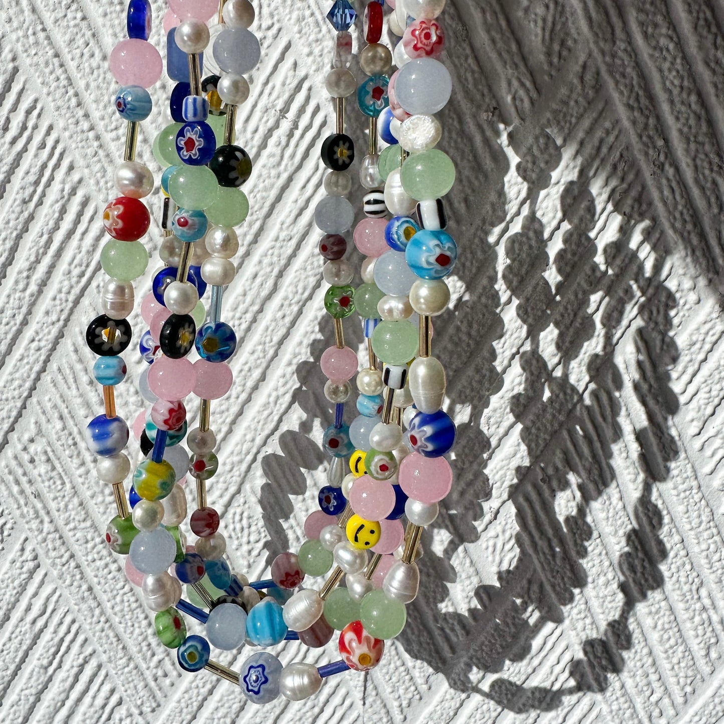 Pastel beaded summer necklace