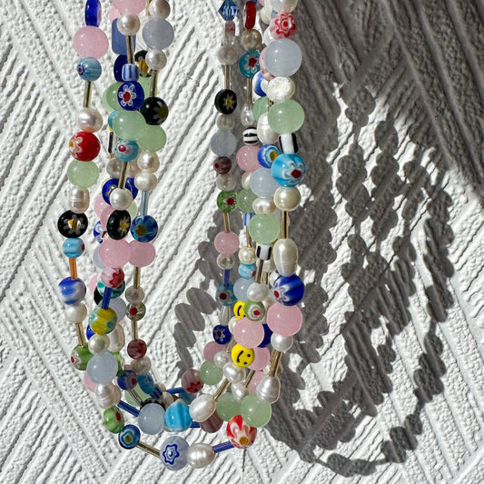Pastel beaded summer necklace